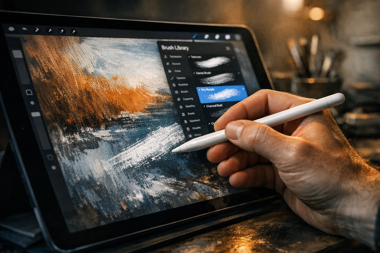 استفاده از براش تکسچر در نرم‌افزار Procreate